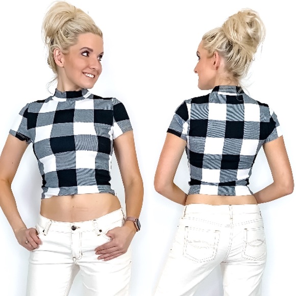 Crop Top Tops - Mock Neck Crop Top